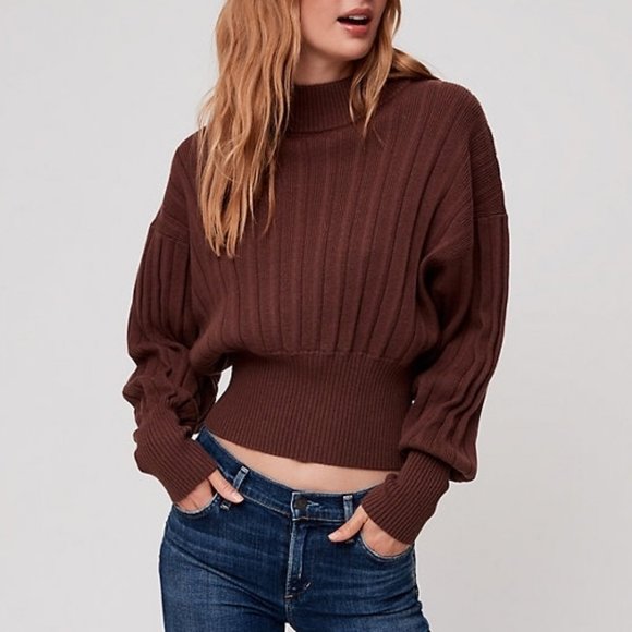 Aritzia Icalma Brown Ribbed Women's Sweater - Picture 1 of 5